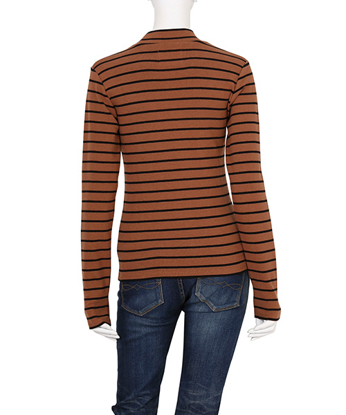 Ungrid（アングリッド）の「ハイネックボーダーロングスリーブ（Tシャツ/カットソー・レディース・ピンク/キャメル/オフホワイト・FREE）」の6枚目の写真