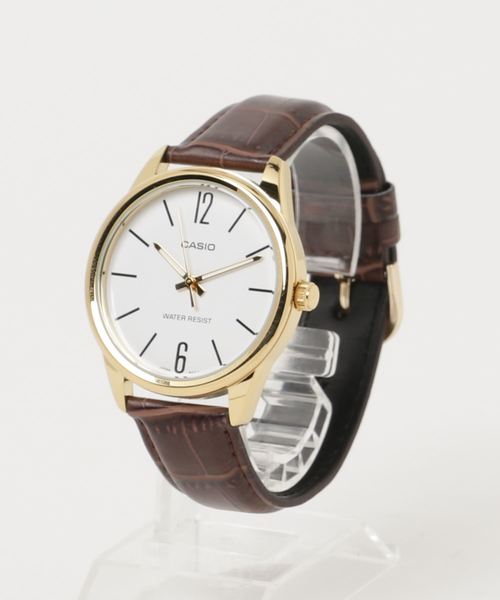 CASIO（カシオ）の「CASIO カシオ / ベーシックアナログ レザーバンド ラウンドフェイス 腕時計 日常生活防水 /// MTP レザーシリーズ（アナログ腕時計・メンズ・ブラック×ブラック/ブラック×シルバー/ブラウン/シルバー/ブラック×ゴールド/ゴールド×ブラウン/ホワイト×ゴールド/シルバー×ブラック/ブラウン系その他/シルバー系その他/ブラウン系その他2/シルバー系その他2・FREE）」の2枚目の写真