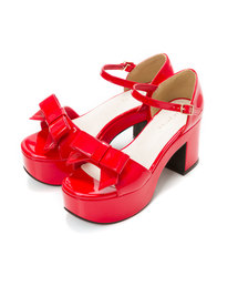 夢展望 | ８ｃｍ厚底チャンキーヒールフェミニンリボンサンダル(サンダル)