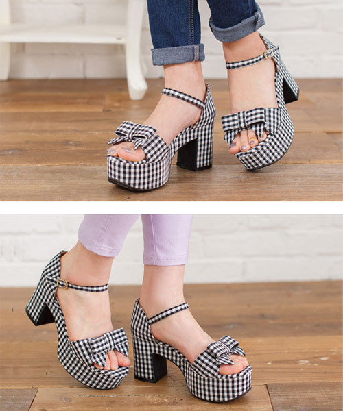 夢展望（ユメテンボウ）の「８ｃｍ厚底チャンキーヒールフェミニンリボンサンダル（サンダル・レディース・ラベンダー/ミント/チェック/ノンウォッシュ/ライトベージュ/ライトブラック/ライトホワイト/クリアレッド/ホワイト系その他/ピンクベージュ/ブルー系その他・24cm/23.5cm/24.5cm/23cm/25cm/23㎝/22cm/22.5㎝/25㎝/24㎝/24.5㎝/23.5㎝）」の20枚目の写真