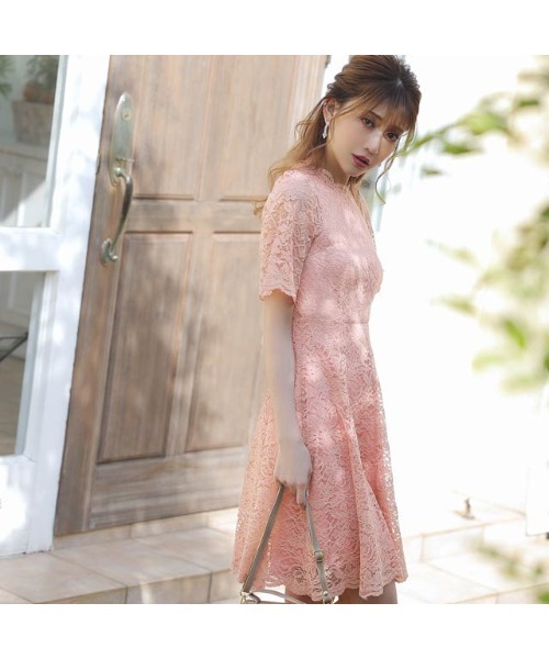 darial（ダリアル）の「パーフェクトレースショートスリーブワンピースドレス（ドレス・レディース・ネイビー/グレー/ピンクベージュ/ブラック・S/M/L/LL）」の17枚目の写真