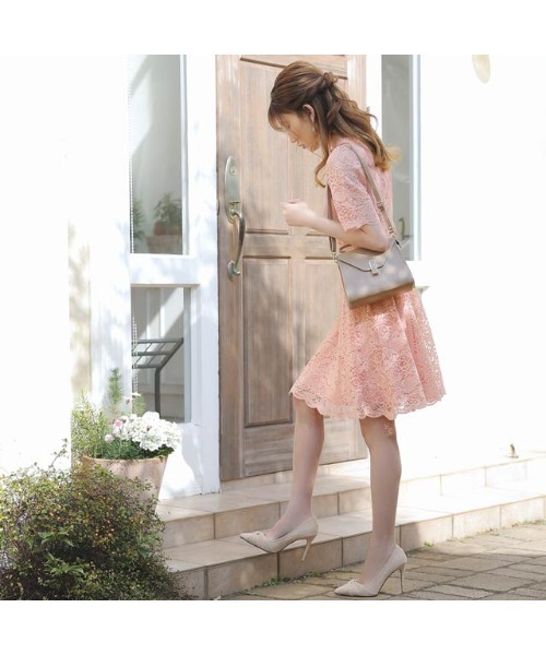 darial（ダリアル）の「パーフェクトレースショートスリーブワンピースドレス（ドレス・レディース・ネイビー/グレー/ピンクベージュ/ブラック・S/M/L/LL）」の19枚目の写真