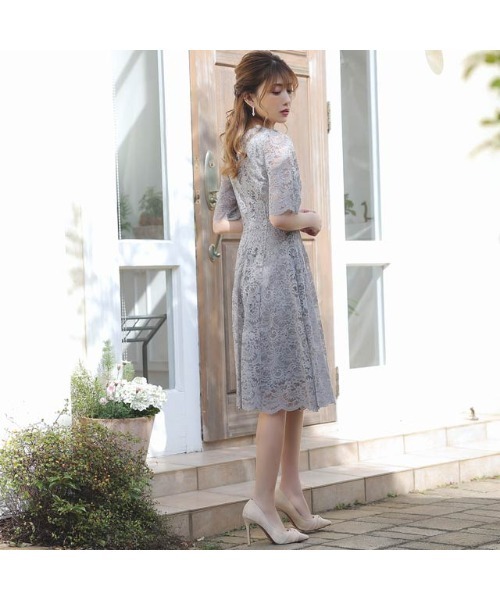 darial（ダリアル）の「パーフェクトレースショートスリーブワンピースドレス（ドレス・レディース・ネイビー/グレー/ピンクベージュ/ブラック・S/M/L/LL）」の20枚目の写真