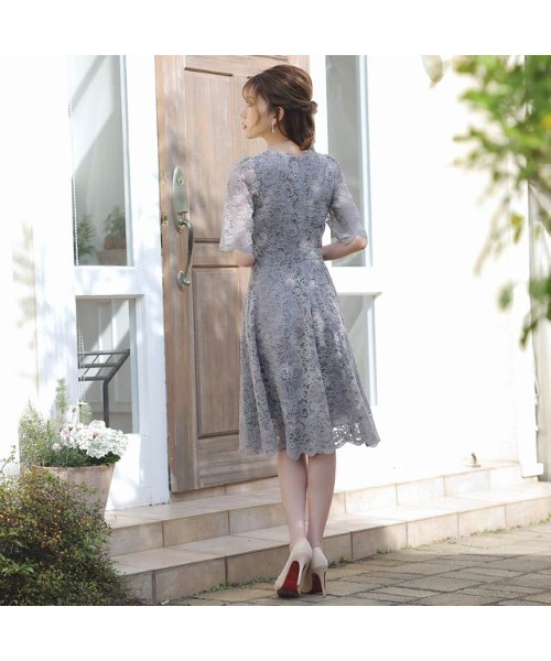 darial（ダリアル）の「パーフェクトレースショートスリーブワンピースドレス（ドレス・レディース・ネイビー/グレー/ピンクベージュ/ブラック・S/M/L/LL）」の21枚目の写真