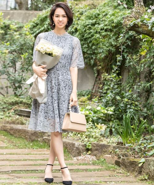 darial（ダリアル）の「パーフェクトレースショートスリーブワンピースドレス（ドレス・レディース・ネイビー/グレー/ピンクベージュ/ブラック・S/M/L/LL）」の22枚目の写真