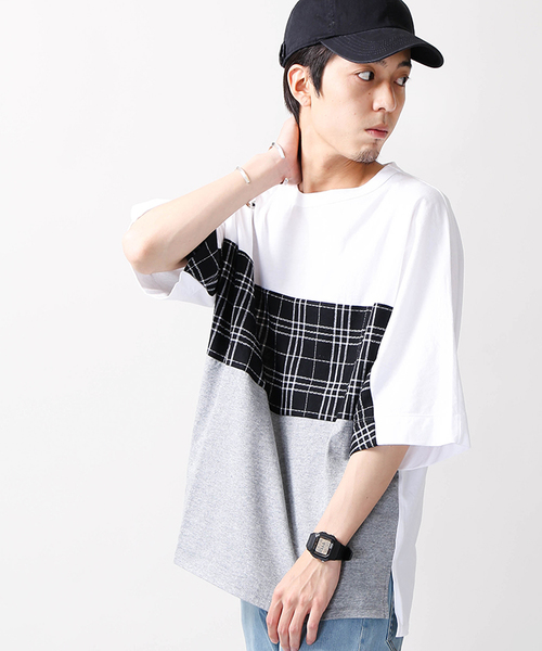 WEGO(ウィゴー)の「WEGO/トリコロール切替ビッグシルエットドルマンカットソー(Tシャツ/カットソー・メンズ・ホワイト系その他/ブルー/ホワイト/ブラック・LARGE/MEDIUM)」の3枚目の写真