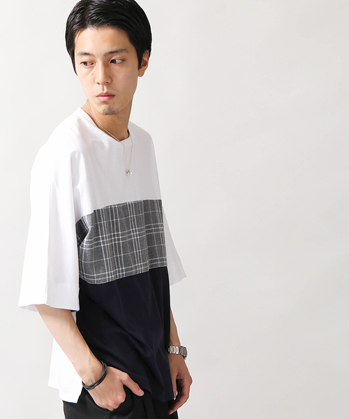 WEGO(ウィゴー)の「WEGO/トリコロール切替ビッグシルエットドルマンカットソー(Tシャツ/カットソー・メンズ・ホワイト系その他/ブルー/ホワイト/ブラック・LARGE/MEDIUM)」の2枚目の写真