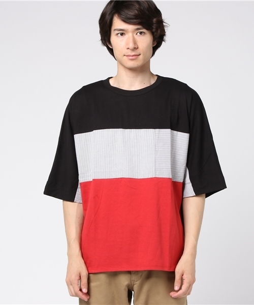 WEGO(ウィゴー)の「WEGO/トリコロール切替ビッグシルエットドルマンカットソー(Tシャツ/カットソー・メンズ・ホワイト系その他/ブルー/ホワイト/ブラック・LARGE/MEDIUM)」の9枚目の写真