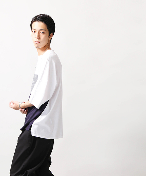 WEGO(ウィゴー)の「WEGO/トリコロール切替ビッグシルエットドルマンカットソー(Tシャツ/カットソー・メンズ・ホワイト系その他/ブルー/ホワイト/ブラック・LARGE/MEDIUM)」の6枚目の写真
