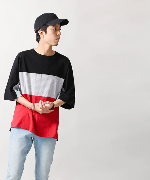WEGO(ウィゴー)の「WEGO/トリコロール切替ビッグシルエットドルマンカットソー(Tシャツ/カットソー・メンズ・ホワイト系その他/ブルー/ホワイト/ブラック・LARGE/MEDIUM)」の18枚目の写真