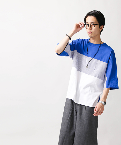 WEGO(ウィゴー)の「WEGO/トリコロール切替ビッグシルエットドルマンカットソー(Tシャツ/カットソー・メンズ・ホワイト系その他/ブルー/ホワイト/ブラック・LARGE/MEDIUM)」の21枚目の写真