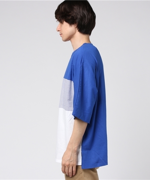 WEGO(ウィゴー)の「WEGO/トリコロール切替ビッグシルエットドルマンカットソー(Tシャツ/カットソー・メンズ・ホワイト系その他/ブルー/ホワイト/ブラック・LARGE/MEDIUM)」の22枚目の写真