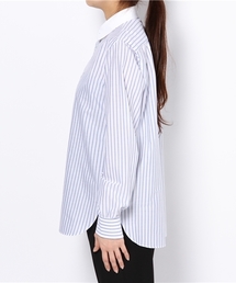 極美品 ドゥロワー Drawer コットンストライプフロントレースブラウス