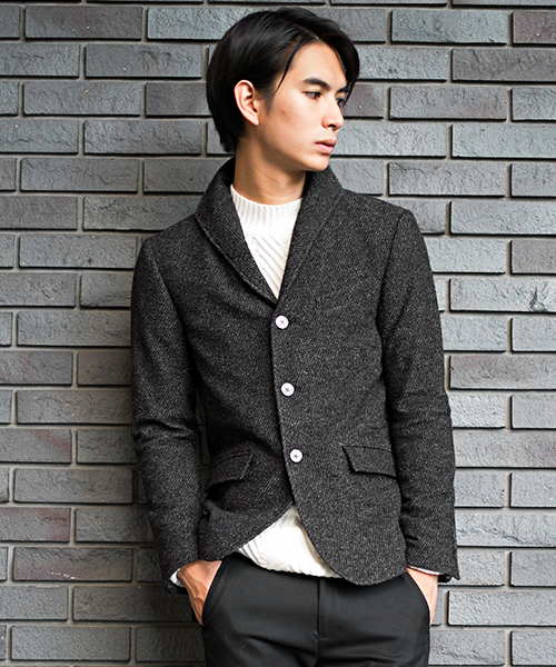 GOSTAR DE FUGA(ゴスタール ジフーガ)の「ウール混 イタリアンスタンドカラー テーラードジャケット(テーラードジャケット・メンズ・ミックスグレー/ネイビー・M/L/XL/XXL)」の5枚目の写真