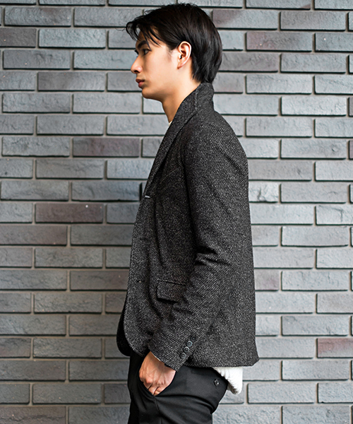 GOSTAR DE FUGA(ゴスタール ジフーガ)の「ウール混 イタリアンスタンドカラー テーラードジャケット(テーラードジャケット・メンズ・ミックスグレー/ネイビー・M/L/XL/XXL)」の14枚目の写真