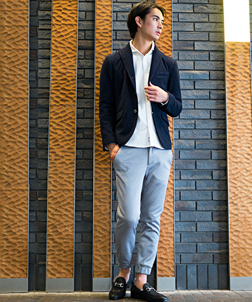 GOSTAR DE FUGA(ゴスタール ジフーガ)の「ウール混 イタリアンスタンドカラー テーラードジャケット(テーラードジャケット・メンズ・ミックスグレー/ネイビー・M/L/XL/XXL)」の3枚目の写真