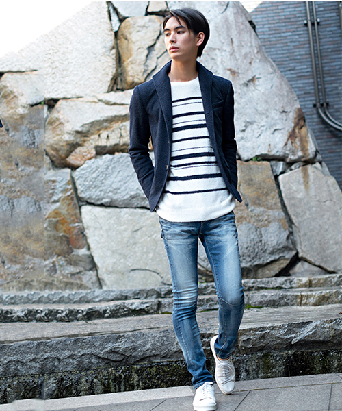 GOSTAR DE FUGA(ゴスタール ジフーガ)の「ウール混 イタリアンスタンドカラー テーラードジャケット(テーラードジャケット・メンズ・ミックスグレー/ネイビー・M/L/XL/XXL)」の7枚目の写真