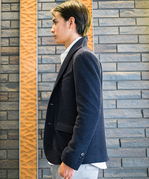 GOSTAR DE FUGA(ゴスタール ジフーガ)の「ウール混 イタリアンスタンドカラー テーラードジャケット(テーラードジャケット・メンズ・ミックスグレー/ネイビー・M/L/XL/XXL)」の9枚目の写真