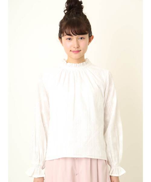 OLIVE des OLIVE（オリーブデオリーブ）の「プチハイネックレースブラウス（シャツ/ブラウス・レディース・ブラック/オフホワイト・FREE）」の9枚目の写真