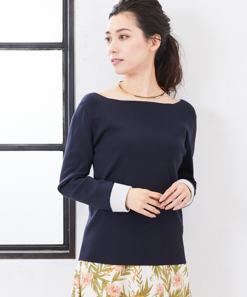 RIVE DROITE（リヴドロワ）の「総針　2WAYニット（ニット/セーター・レディース・オフホワイト/ネイビー/ミント/ピンクベージュ/その他15・FREE）」の4枚目の写真