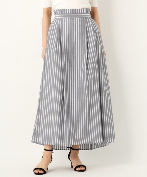 A part by（アパートバイ）の「Cサッカーストライプヘムフレアスカート 786636（スカート・レディース・ネイビー/サックスブルー・LARGE/MEDIUM）」の2枚目の写真