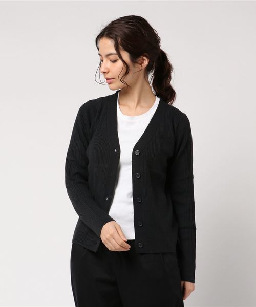 AMERICAN HOLIC（アメリカンホリック）の「・8col.Vネックリブカーディガン（カーディガン/ボレロ・レディース・杢グレー/オフホワイト/ブルー/ベージュ/ネイビー/ピンク/その他25/その他24・M/L）」の5枚目の写真