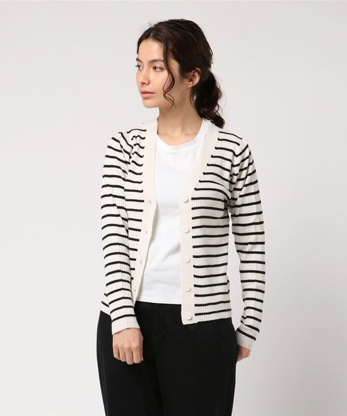 AMERICAN HOLIC（アメリカンホリック）の「・8col.Vネックリブカーディガン（カーディガン/ボレロ・レディース・杢グレー/オフホワイト/ブルー/ベージュ/ネイビー/ピンク/その他25/その他24・M/L）」の7枚目の写真