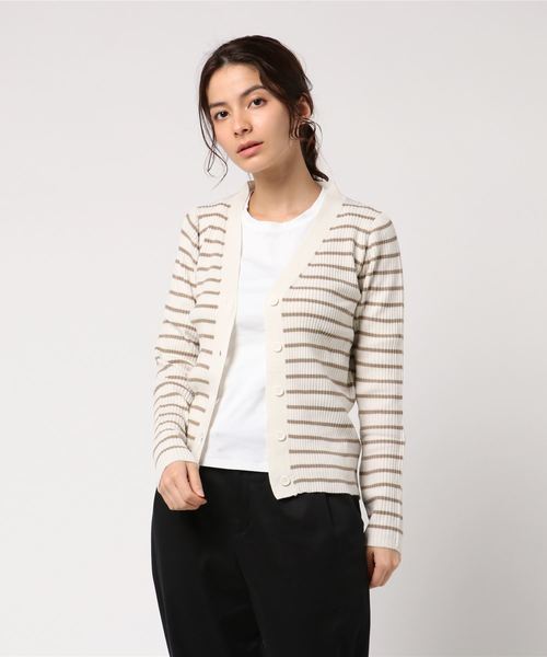 AMERICAN HOLIC（アメリカンホリック）の「・8col.Vネックリブカーディガン（カーディガン/ボレロ・レディース・杢グレー/オフホワイト/ブルー/ベージュ/ネイビー/ピンク/その他25/その他24・M/L）」の8枚目の写真