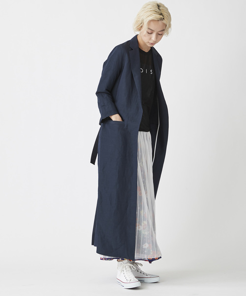 TRUNO by NOISE MAKER(トルノバイノイズメーカー)の「麻混ロングリボンシャツコート(その他トップス・レディース・ブラック/グレイッシュベージュ/ネイビー・FREE)」の15枚目の写真