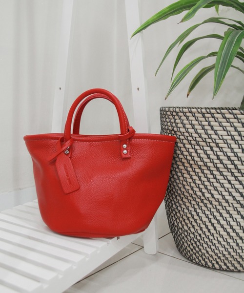 UNE MANSION(ユヌマンション)の「【本革】バケツミニバッグ(ドラムバッグ)」|レッド