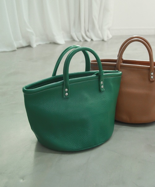 UNE MANSION(ユヌマンション)の「【本革】バケツミニバッグ(ドラムバッグ)」|グリーン