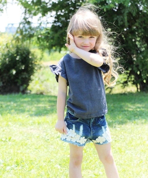 Rora(ローラ)の「Rora ヴィンテージ ルーズ 半袖tシャツ(5color)(Tシャツ/カットソー・キッズ・チャコールグレー/パープル/ホワイト/ピンク/クリーム・110cm/100cm/120cm/130cm/140cm/90㎝/150cm)」の6枚目の写真