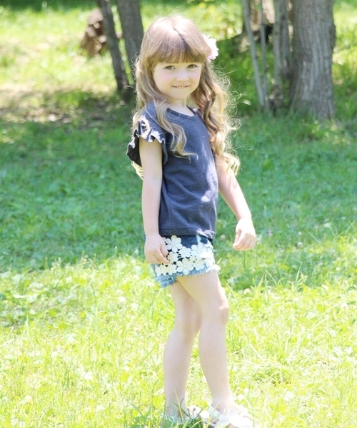 Rora(ローラ)の「Rora ヴィンテージ ルーズ 半袖tシャツ(5color)(Tシャツ/カットソー・キッズ・チャコールグレー/パープル/ホワイト/ピンク/クリーム・110cm/100cm/120cm/130cm/140cm/90㎝/150cm)」の9枚目の写真