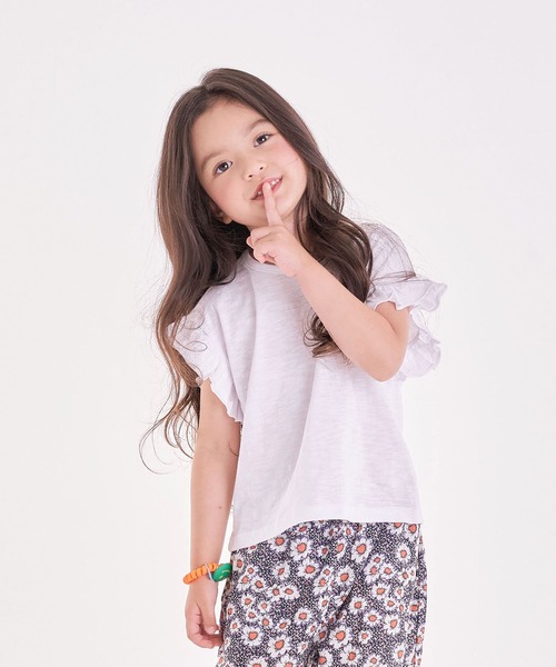 Rora(ローラ)の「Rora ヴィンテージ ルーズ 半袖tシャツ(5color)(Tシャツ/カットソー・キッズ・チャコールグレー/パープル/ホワイト/ピンク/クリーム・110cm/100cm/120cm/130cm/140cm/90㎝/150cm)」の2枚目の写真