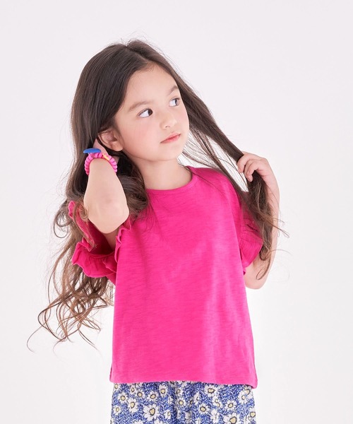 Rora(ローラ)の「Rora ヴィンテージ ルーズ 半袖tシャツ(5color)(Tシャツ/カットソー・キッズ・チャコールグレー/パープル/ホワイト/ピンク/クリーム・110cm/100cm/120cm/130cm/140cm/90㎝/150cm)」の5枚目の写真