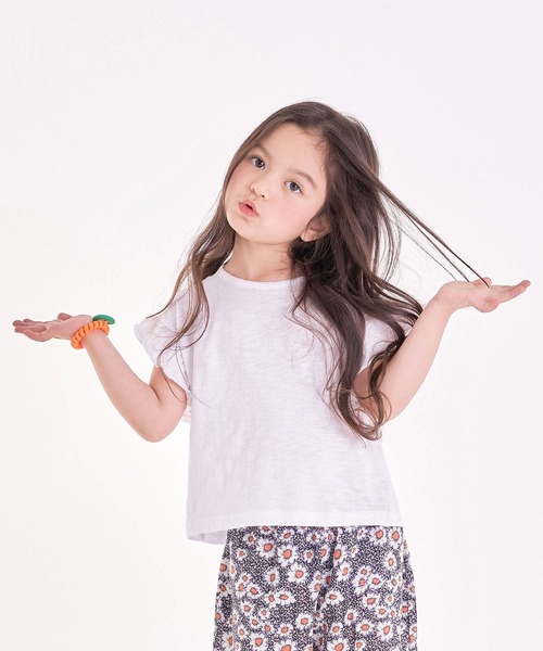 Rora(ローラ)の「Rora ヴィンテージ ルーズ 半袖tシャツ(5color)(Tシャツ/カットソー・キッズ・チャコールグレー/パープル/ホワイト/ピンク/クリーム・110cm/100cm/120cm/130cm/140cm/90㎝/150cm)」の21枚目の写真