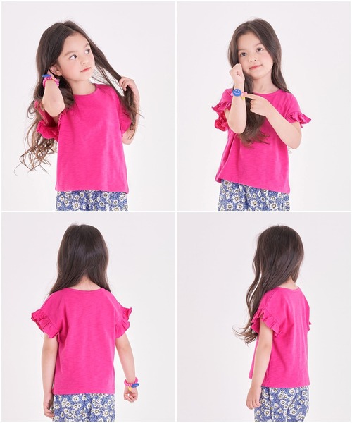 Rora(ローラ)の「Rora ヴィンテージ ルーズ 半袖tシャツ(5color)(Tシャツ/カットソー・キッズ・チャコールグレー/パープル/ホワイト/ピンク/クリーム・110cm/100cm/120cm/130cm/140cm/90㎝/150cm)」の22枚目の写真