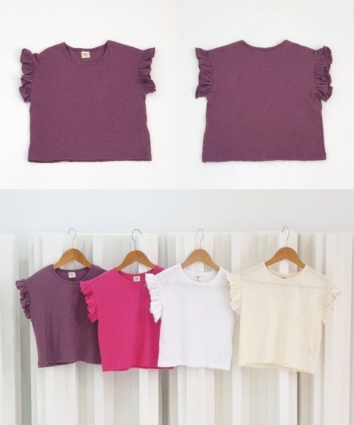 Rora(ローラ)の「Rora ヴィンテージ ルーズ 半袖tシャツ(5color)(Tシャツ/カットソー・キッズ・チャコールグレー/パープル/ホワイト/ピンク/クリーム・110cm/100cm/120cm/130cm/140cm/90㎝/150cm)」の18枚目の写真