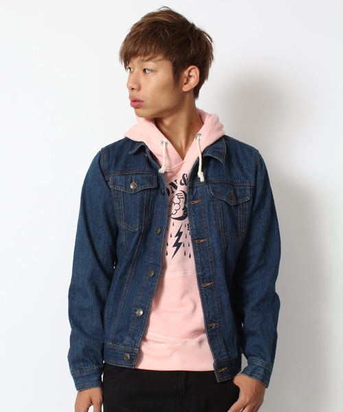 WEGO（ウィゴー）の「WEGO/デニムGジャン（デニムジャケット・メンズ・ダークインディゴブルー/ライトインディゴブルー・MEDIUM/LARGE）」の2枚目の写真