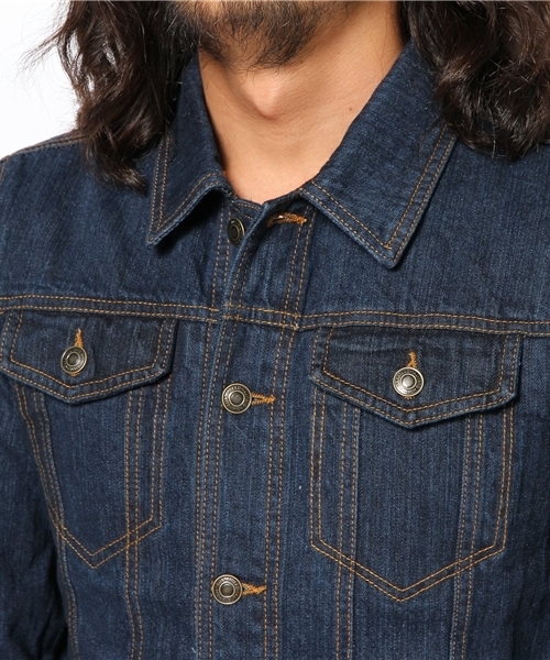 WEGO（ウィゴー）の「WEGO/デニムGジャン（デニムジャケット・メンズ・ダークインディゴブルー/ライトインディゴブルー・MEDIUM/LARGE）」の7枚目の写真