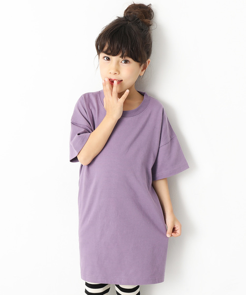 devirock(デビロック)の「BIGシルエットTシャツワンピース(ワンピース・キッズ・ホワイト/ブラック/パープル/ネイビー/カーキ/ラベンダー/杢グレー/グレー系その他/パープル系その他/イエロー系その他/レッド系その他・100cm/120cm/130cm/140cm/160cm/150cm/110cm)」の8枚目の写真