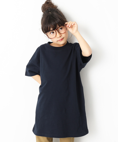 devirock(デビロック)の「BIGシルエットTシャツワンピース(ワンピース・キッズ・ホワイト/ブラック/パープル/ネイビー/カーキ/ラベンダー/杢グレー/グレー系その他/パープル系その他/イエロー系その他/レッド系その他・100cm/120cm/130cm/140cm/160cm/150cm/110cm)」の6枚目の写真