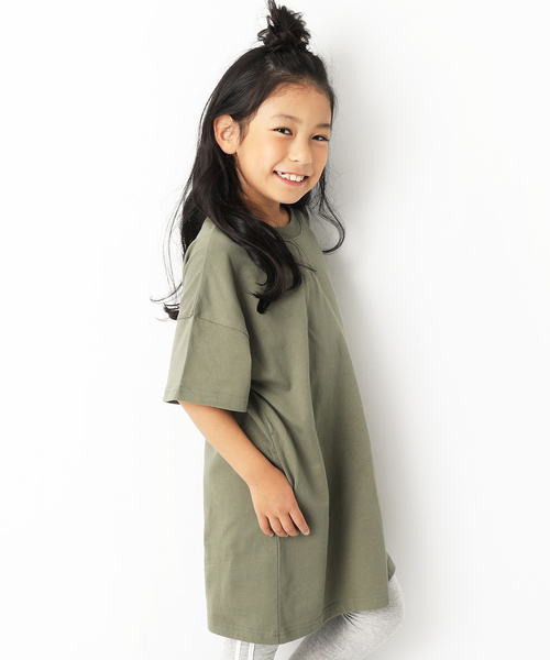 devirock(デビロック)の「BIGシルエットTシャツワンピース(ワンピース・キッズ・ホワイト/ブラック/パープル/ネイビー/カーキ/ラベンダー/杢グレー/グレー系その他/パープル系その他/イエロー系その他/レッド系その他・100cm/120cm/130cm/140cm/160cm/150cm/110cm)」の5枚目の写真