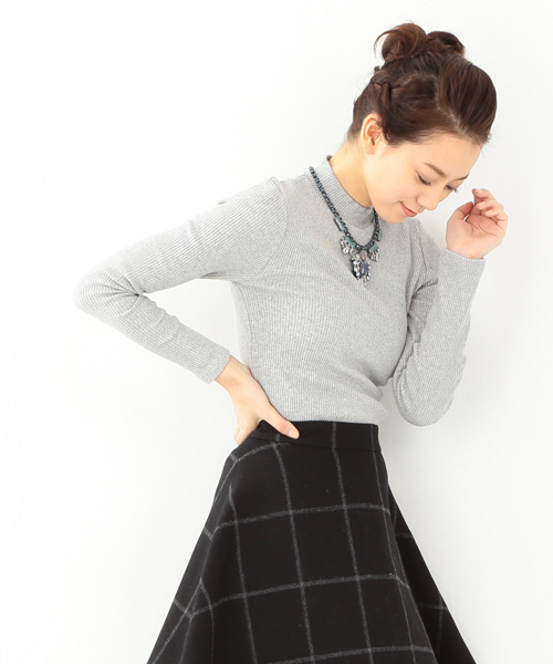 Ray BEAMS（レイビームス）の「Ray BEAMS / テレコハイネック（Tシャツ/カットソー・レディース・ライトグレー/ブラック/オフホワイト・ONE SIZE）」の9枚目の写真