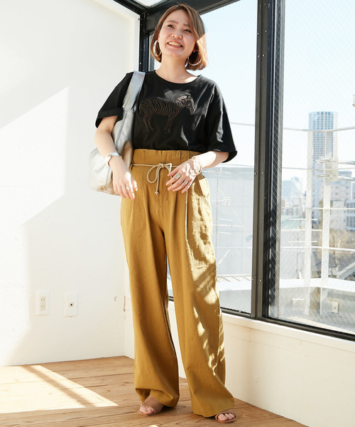 ear PAPILLONNER（イアパピヨネ）の「シマウマＴシャツ（Tシャツ/カットソー・レディース・ホワイト/ブラック/カーキ・FREE）」の11枚目の写真