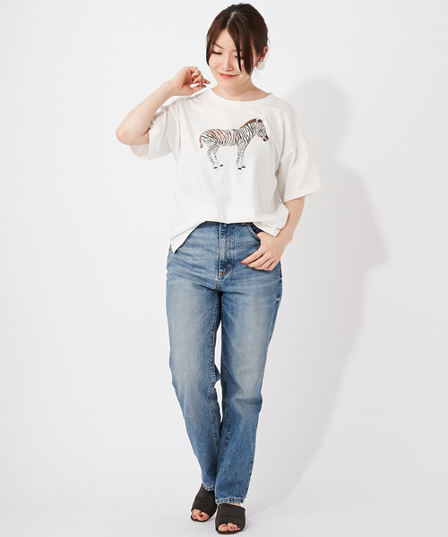 ear PAPILLONNER（イアパピヨネ）の「シマウマＴシャツ（Tシャツ/カットソー・レディース・ホワイト/ブラック/カーキ・FREE）」の17枚目の写真