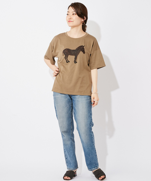 ear PAPILLONNER（イアパピヨネ）の「シマウマＴシャツ（Tシャツ/カットソー・レディース・ホワイト/ブラック/カーキ・FREE）」の21枚目の写真