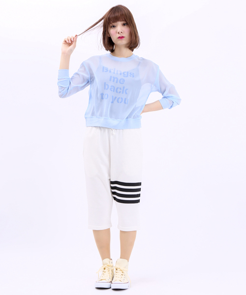 WEGO(ウィゴー)の「WEGO/ラインプリントスウェットクロップドパンツ(その他パンツ・メンズ・ホワイト/ブラック・FREE)」の15枚目の写真