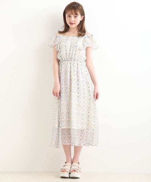 MAJESTIC LEGON（マジェスティックレゴン）の「2WAYショルダーフラワーワンピ（ワンピース・レディース・ホワイト系その他/グリーン系その他/ブルー系その他4・SMALL/MEDIUM）」の4枚目の写真