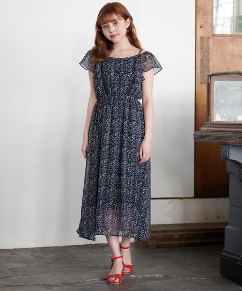 MAJESTIC LEGON（マジェスティックレゴン）の「2WAYショルダーフラワーワンピ（ワンピース・レディース・ホワイト系その他/グリーン系その他/ブルー系その他4・SMALL/MEDIUM）」の9枚目の写真
